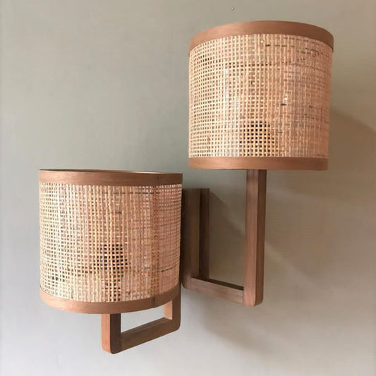 Copenhagen Double Natural Rattan Wall Sconce Wall Light Gypset Cargo
