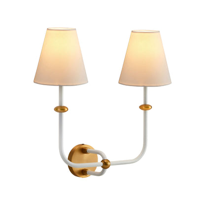 Terri Shannon Deux Double Sconce - White and Aged Brass