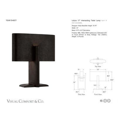 Kelly Wearstler Lotura 17" Intersecting Table Lamp - Museum Black Table Lamp Bloomingdales Lighting