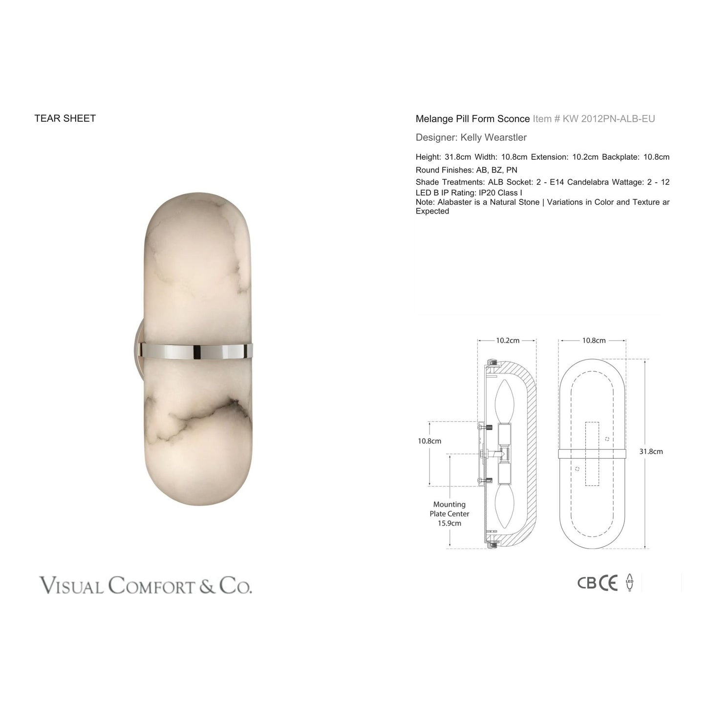 Kelly Wearstler Melange Alabaster Pill Form Wall Sconce Wall Light Bloomingdales Lighting