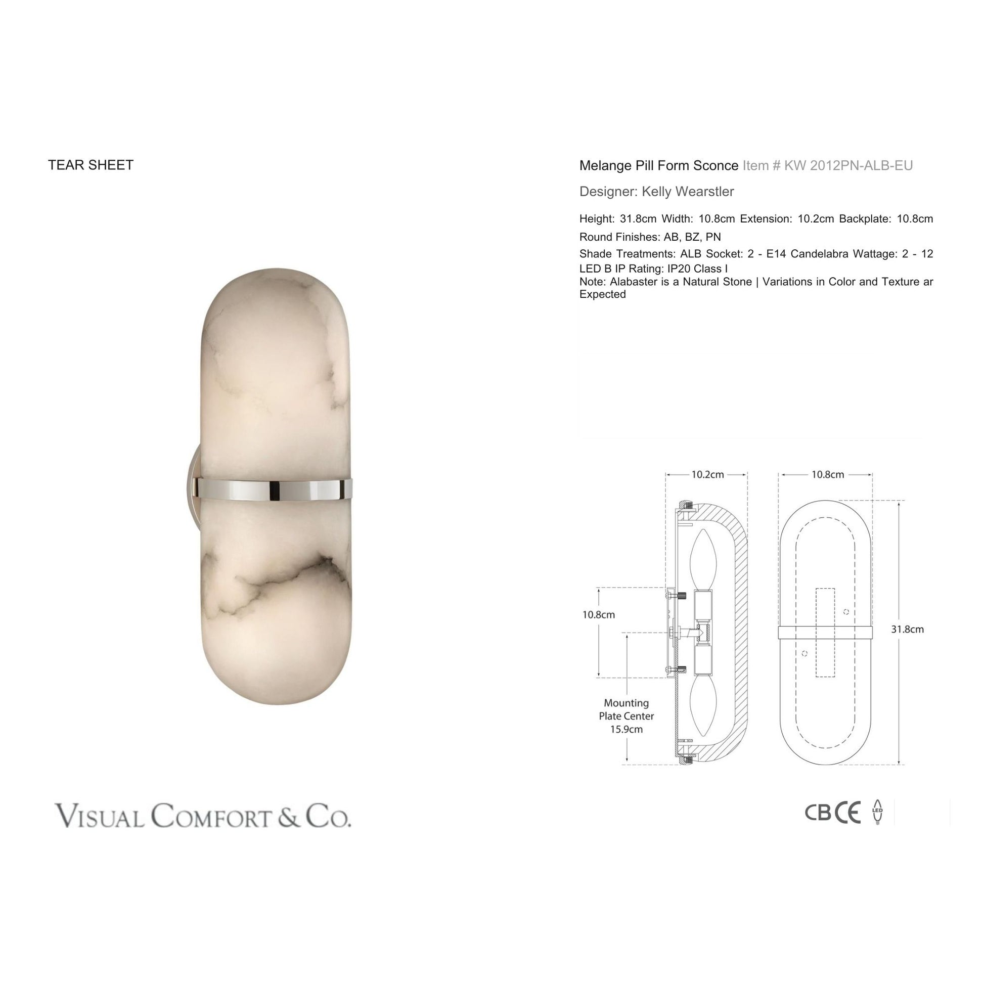 Kelly Wearstler Melange Alabaster Pill Form Wall Sconce Wall Light Bloomingdales Lighting