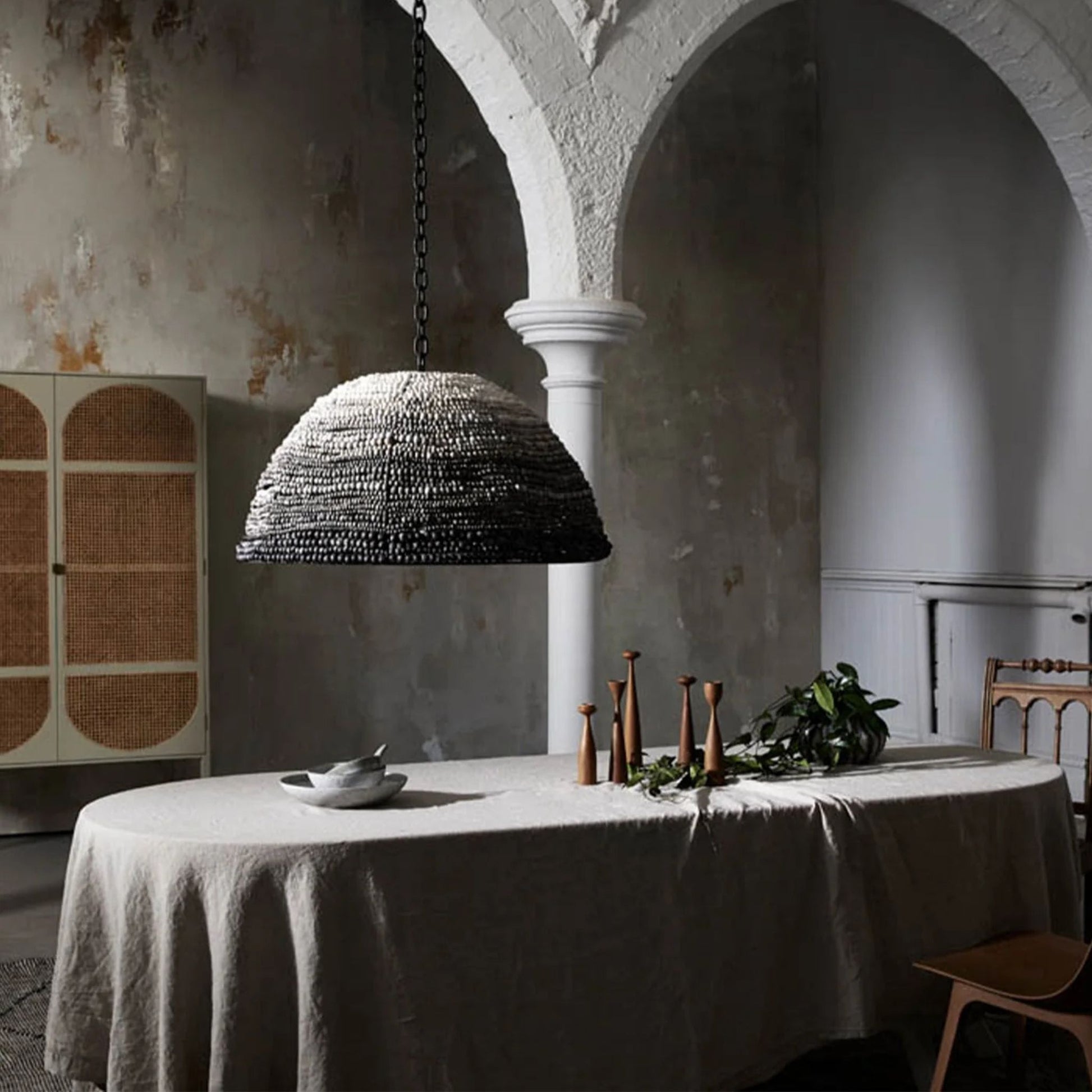 Dome Handmade Beaded Clay Pendant Light Pendant Light Klaylife