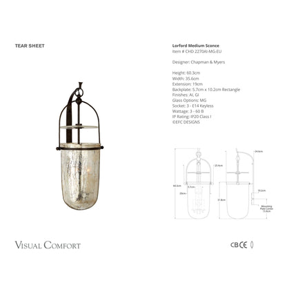 E. F. Chapman Lorford Vintage Medium Wall Sconce - Aged Iron Wall Light Bloomingdales Lighting   
