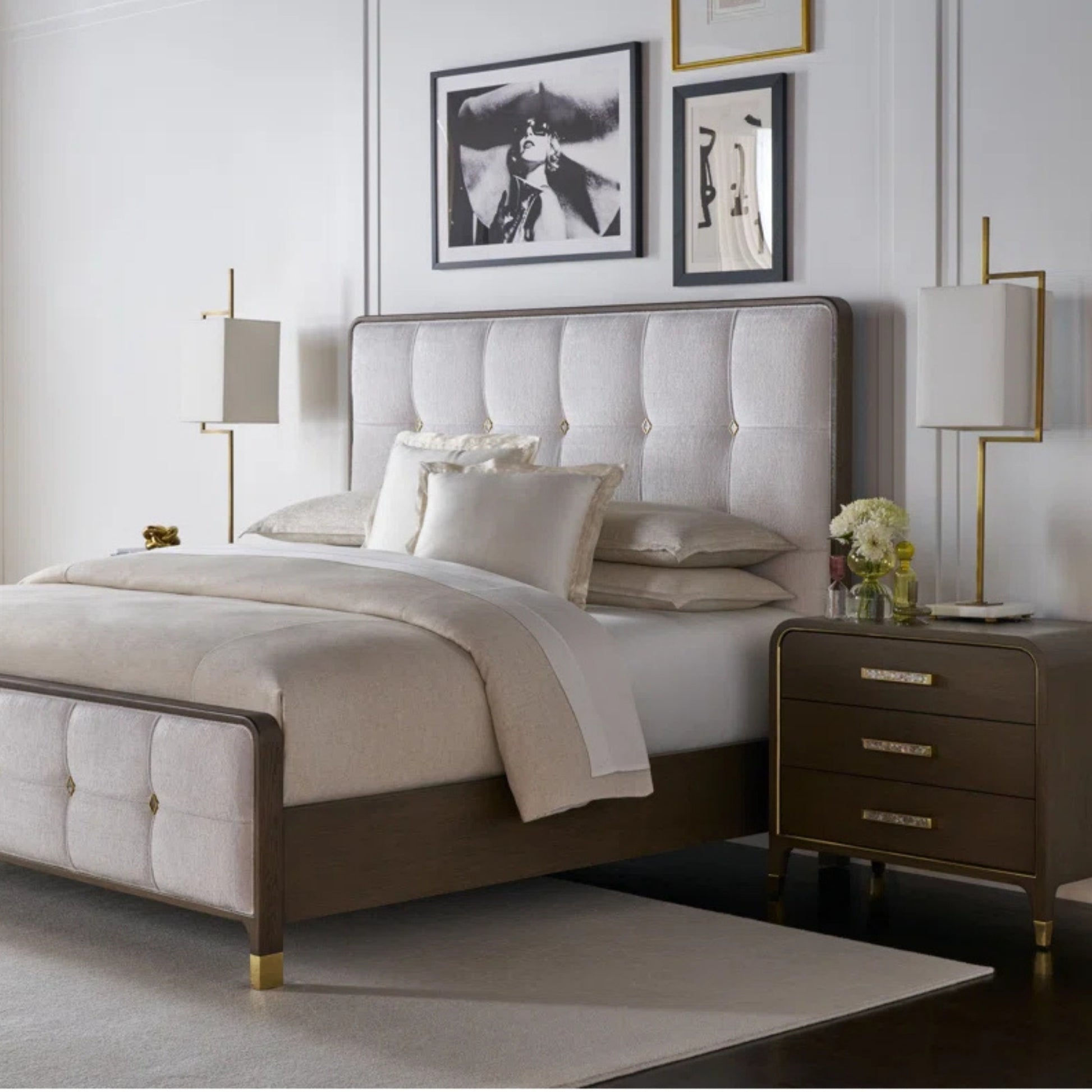 Theodore Alexander Judith Leiber 3-Drawer Nightstand - Mink Bedside Table Bloomingdales