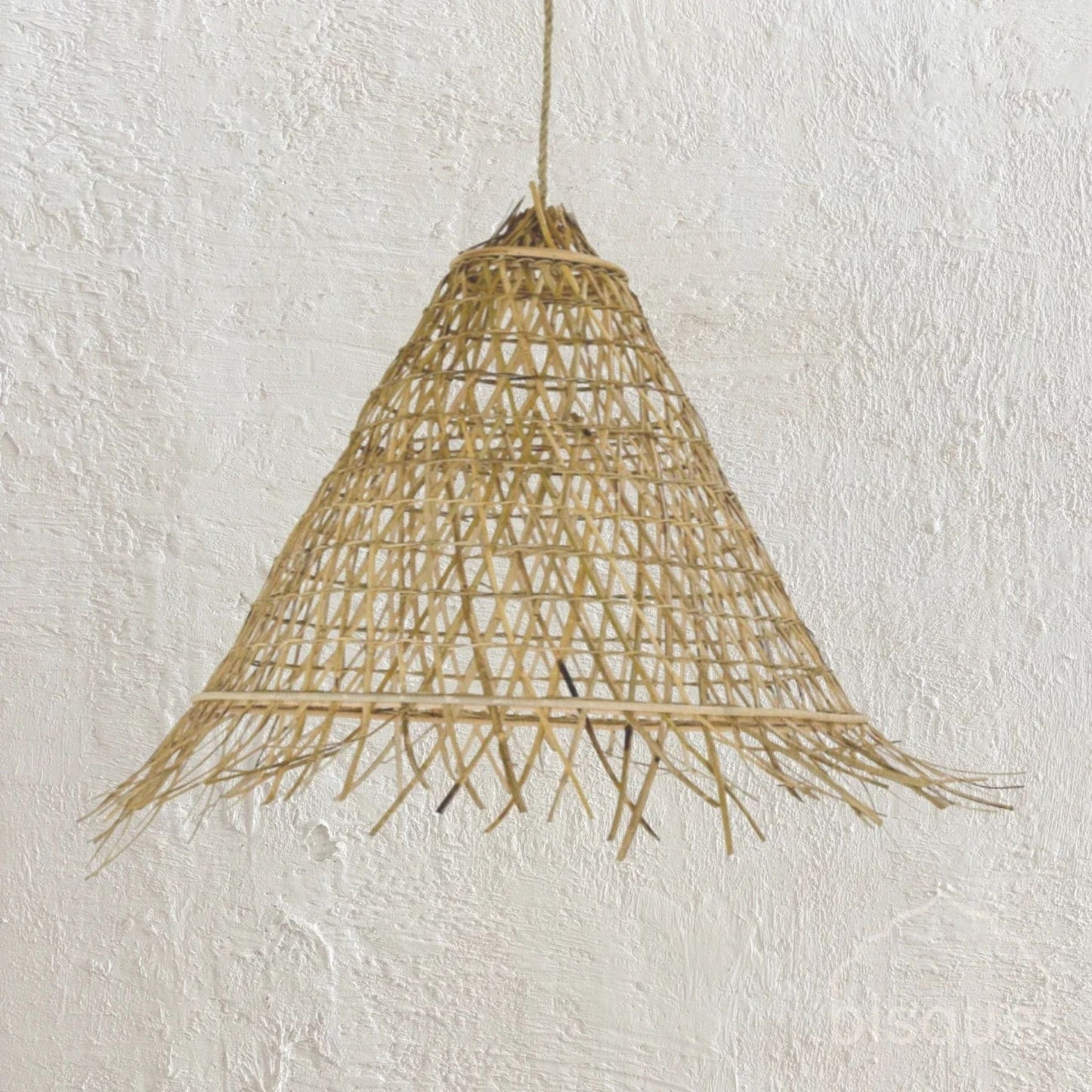 Bakaro Natural Rattan Cone Pendant Light Pendant Light Bisque Interiors Small