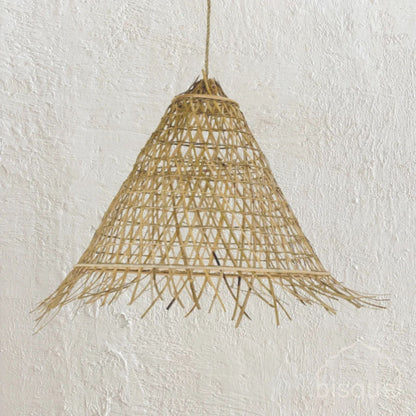 Bakaro Natural Rattan Cone Pendant Light Pendant Light Bisque Interiors Small