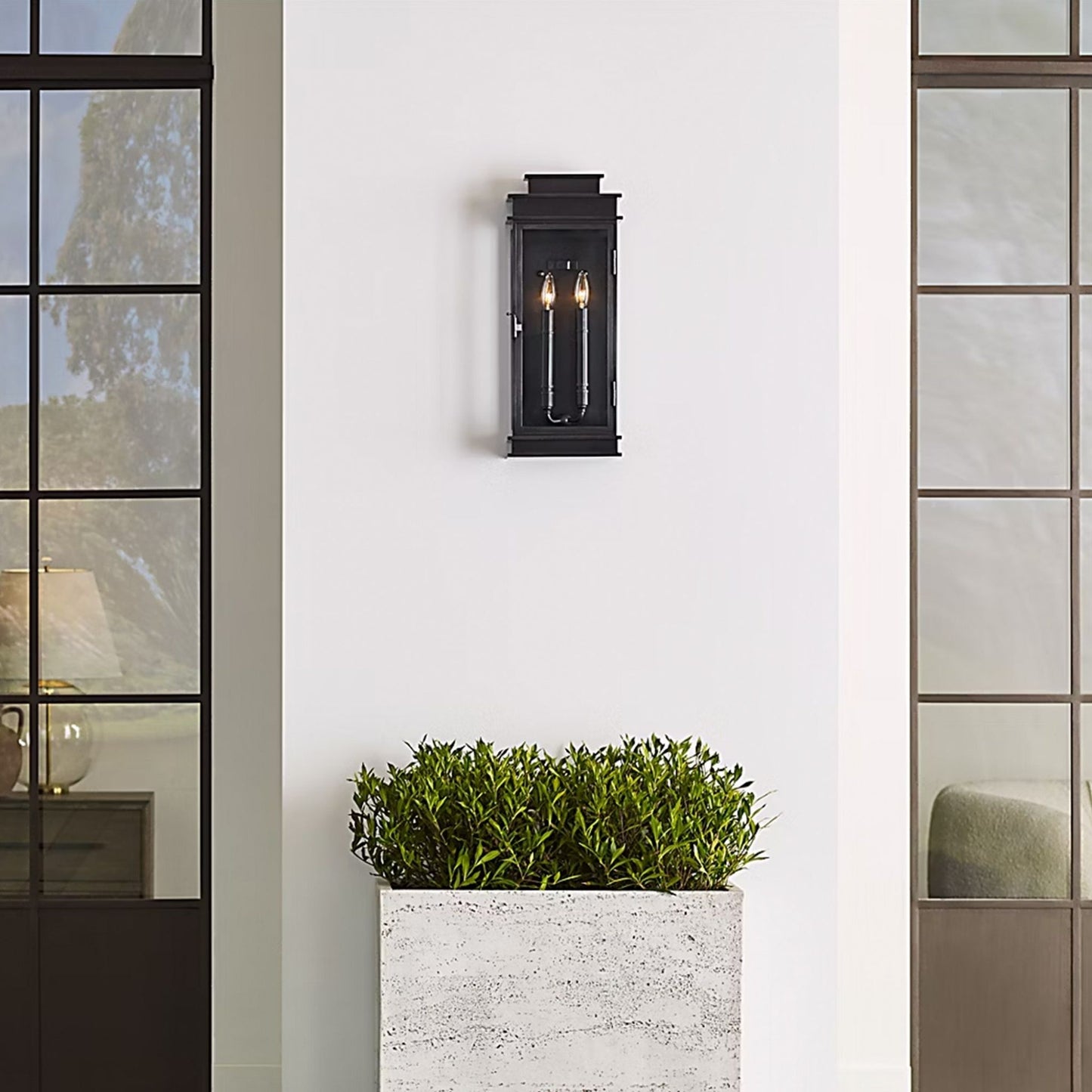 E. F. Chapman Linear Tall Lantern Wall Light - Bronze