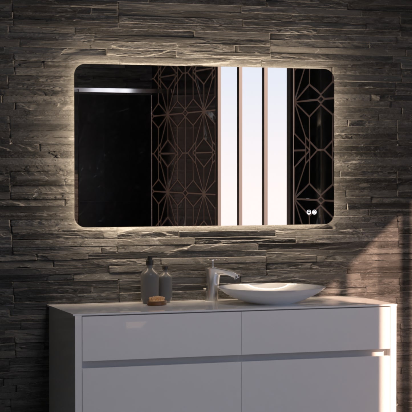 Asta Frameless Rectangular LED Bathroom Mirror Mirror Lumixe