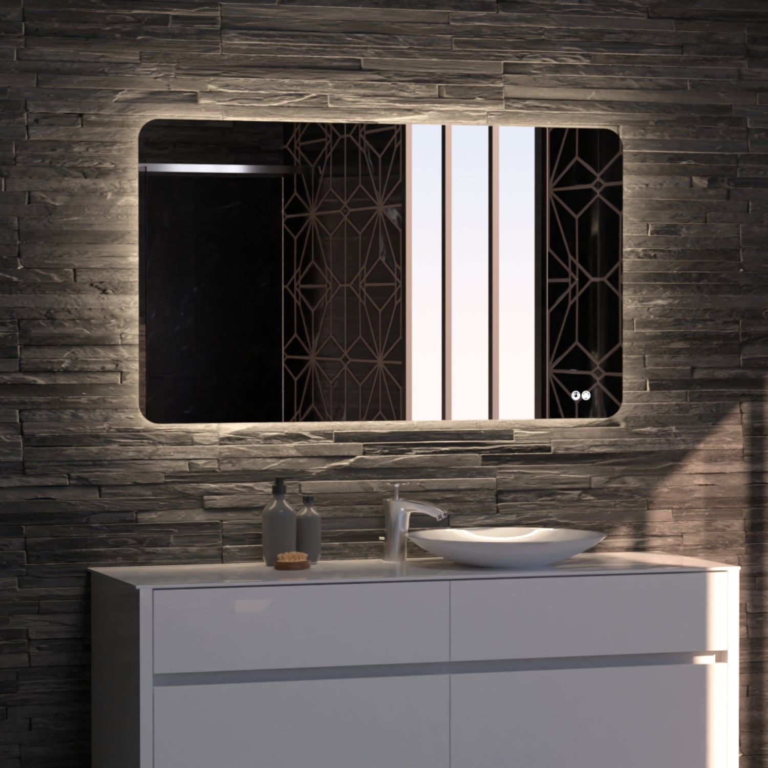 Asta Frameless Rectangular LED Bathroom Mirror Mirror Lumixe