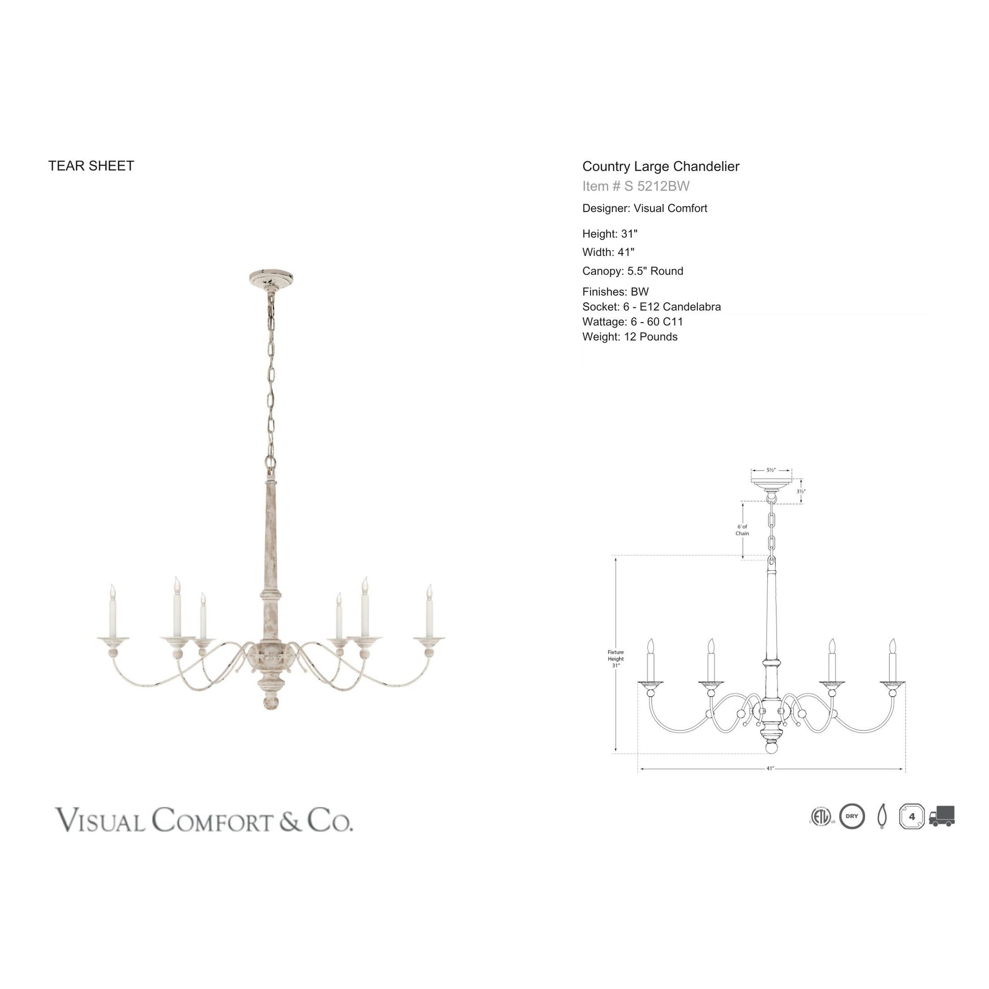 Visual Comfort Country Large Chandelier Pendant Light Bloomingdales Lighting