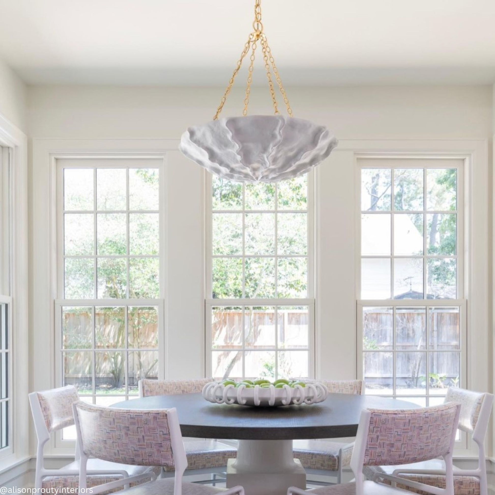AERIN Benit Sculpted Shell Chandelier - Plaster White Pendant Light Bloomingdales Lighting   