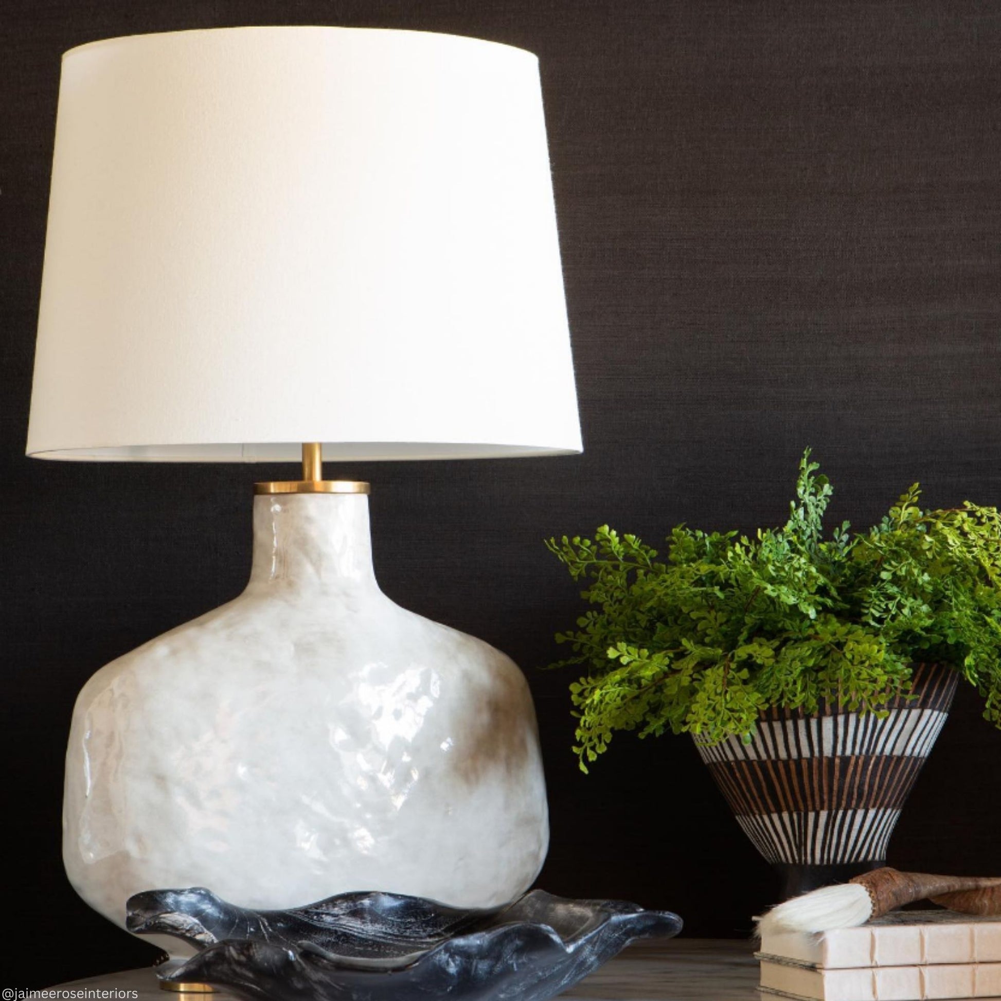 Kelly Wearstler Beton Large Glazed Ceramic Table Lamp - Antique White Table Lamp Bloomingdales Lighting   