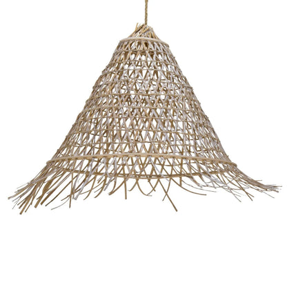 Bakaro White Washed Rattan Cone Pendant Light Pendant Light Bisque Interiors Large