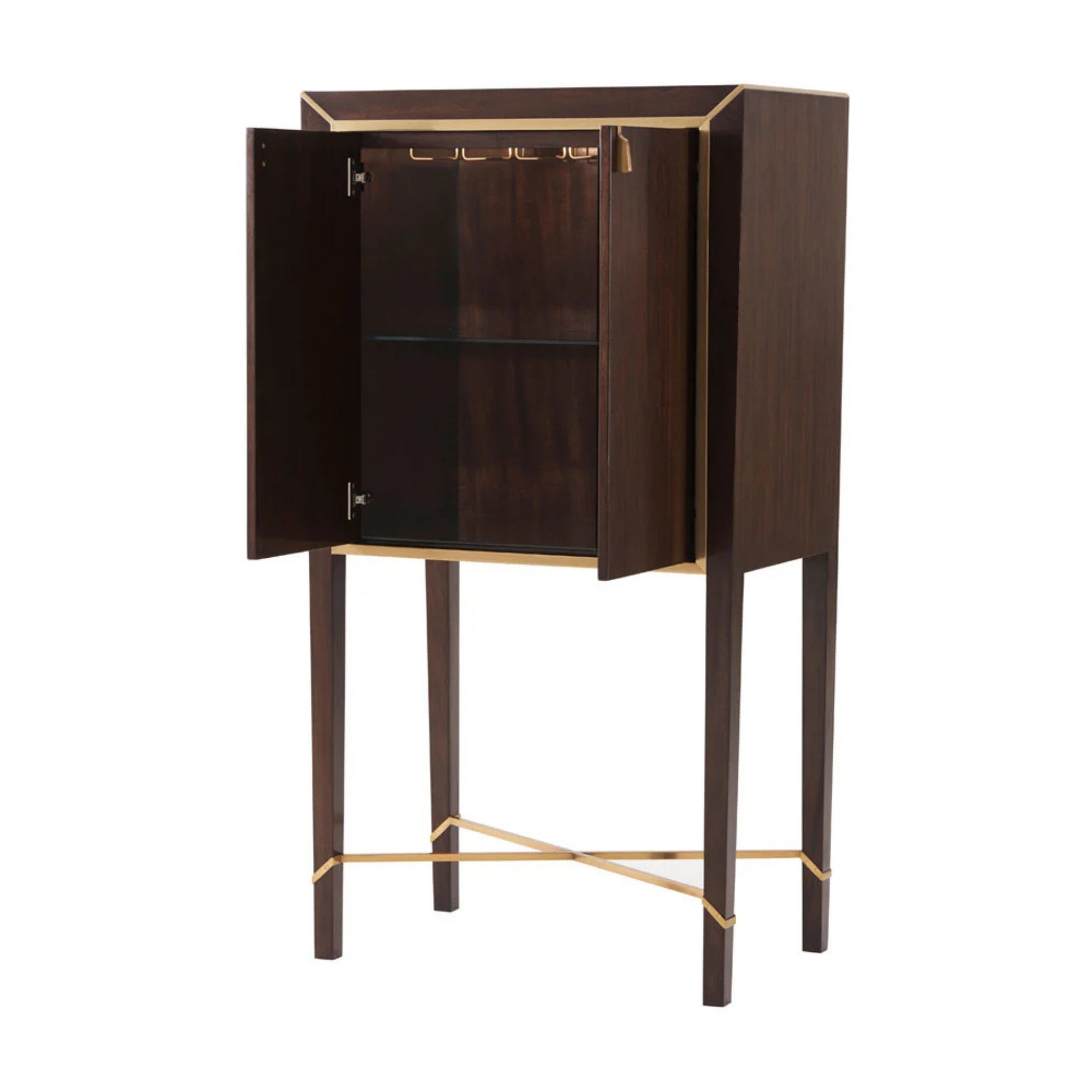 Avenue Montaigne Romeo Mahogany LED Cabinet - Brass Cabinet Bloomingdales