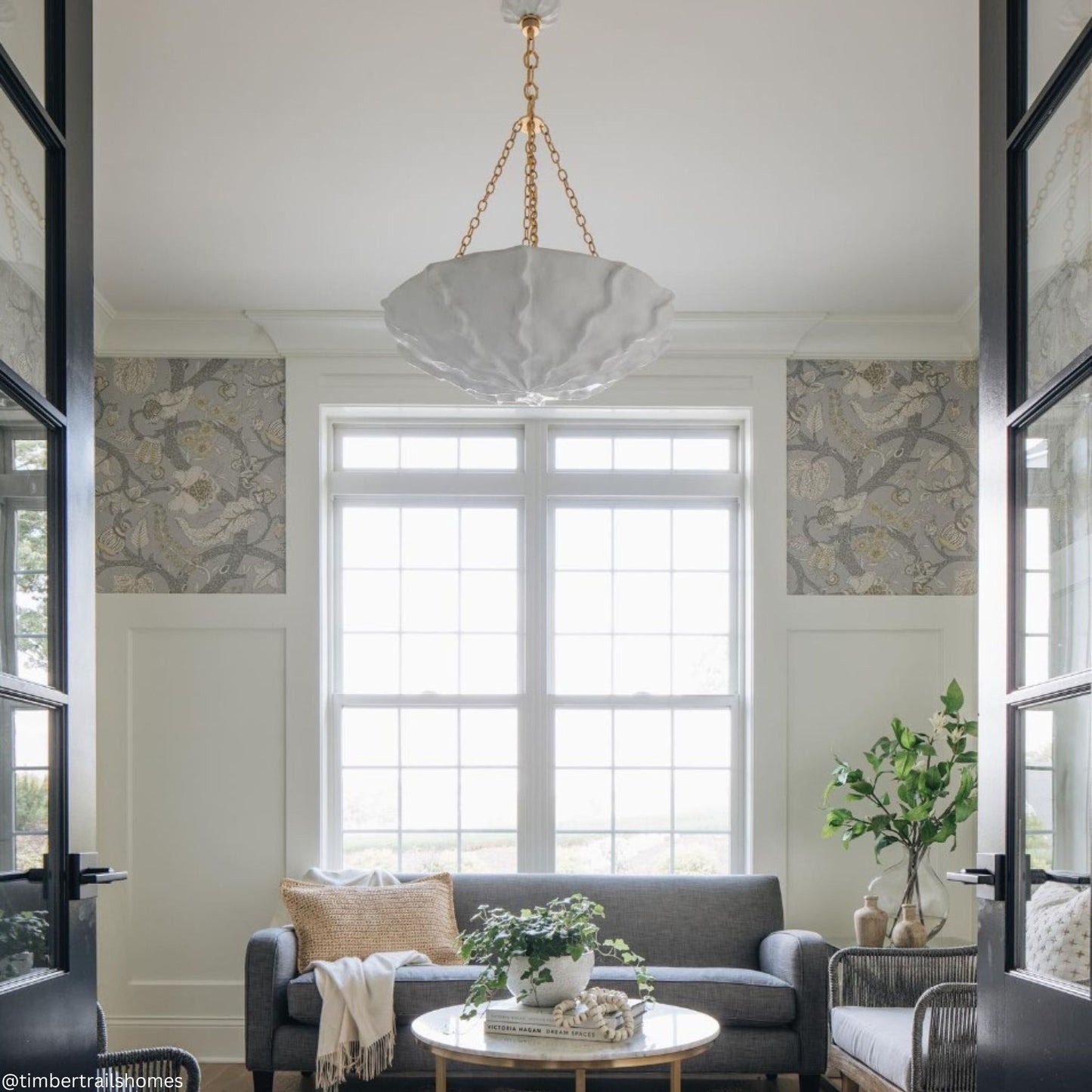 AERIN Benit Sculpted Shell Chandelier - Plaster White Pendant Light Bloomingdales Lighting   