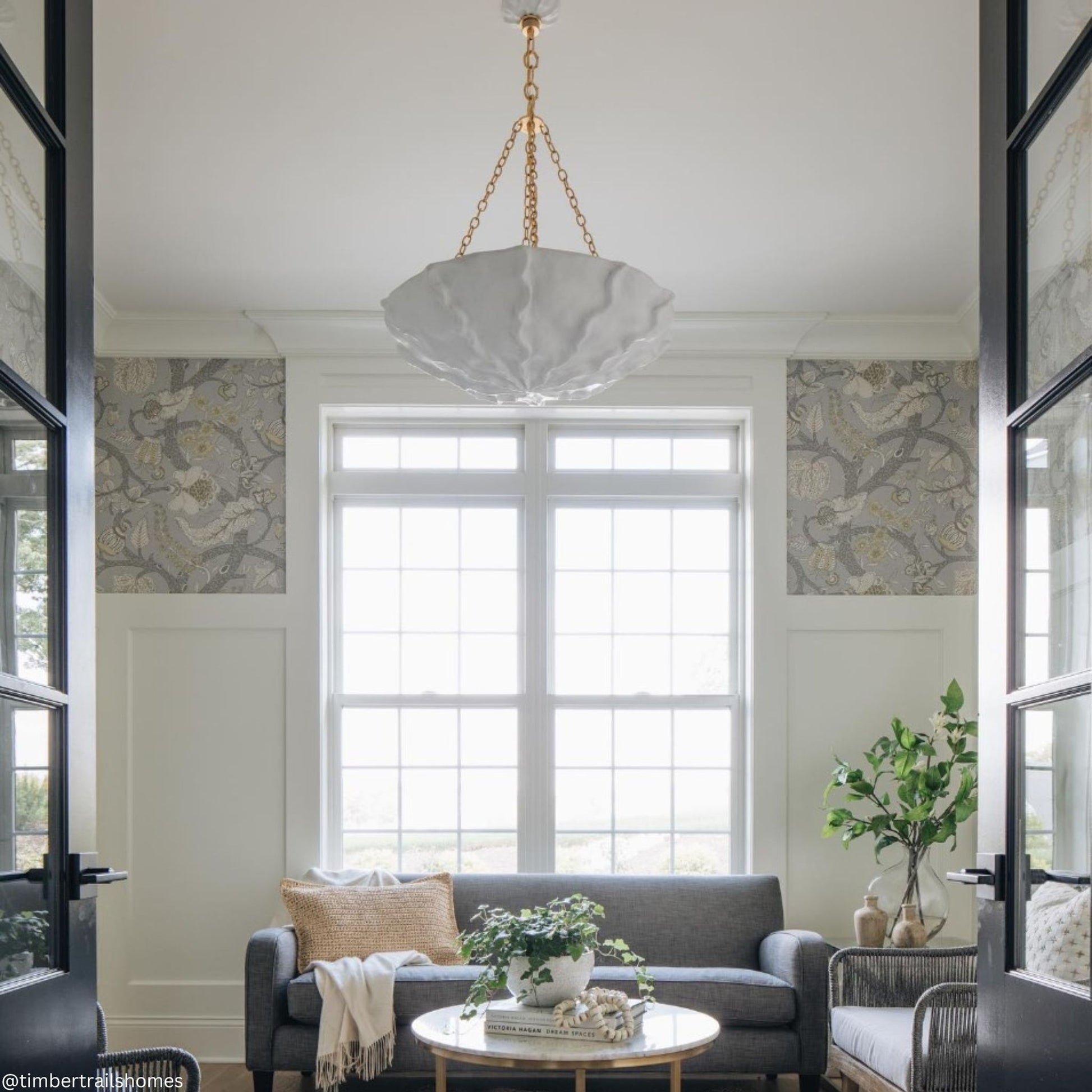 AERIN Benit Sculpted Shell Chandelier - Plaster White Pendant Light Bloomingdales Lighting   
