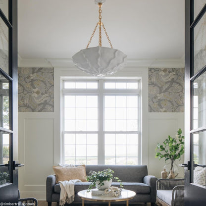 AERIN Benit Sculpted Shell Chandelier - Plaster White Pendant Light Bloomingdales Lighting   