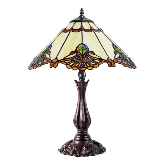 Benita Beige Stained Glass Table Lamp Table Lamp G&G Bros Large