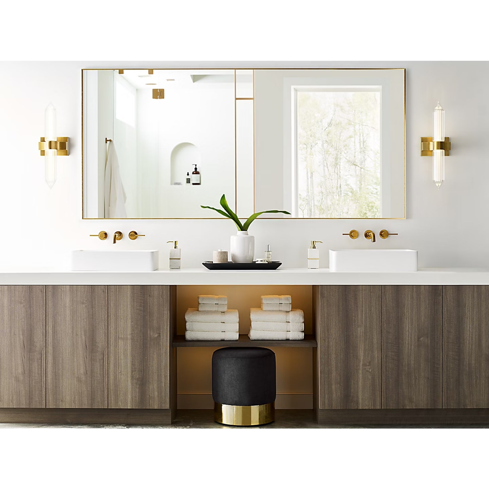 AvroKO Langston Large Crystal Wall Sconce - Brass Wall Light Bloomingdales Lighting