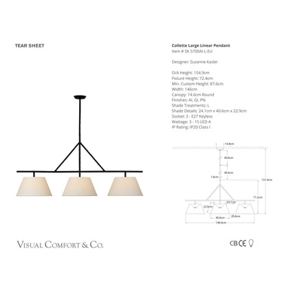 Suzanne Kasler Collette Large Linear Pendant Light - Aged Iron Pendant Light Bloomingdales Lighting   