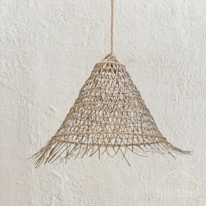 Bakaro White Washed Rattan Cone Pendant Light Pendant Light Bisque Interiors Small