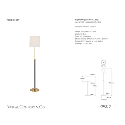 Thomas O'Brien Bryant Leather Wrapped Floor Lamp - Brass Floor Lamp Bloomingdales Lighting