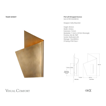 Kelly Wearstler Piel Left Wrapped Wall Sconce - Brass Wall Light Bloomingdales Lighting   