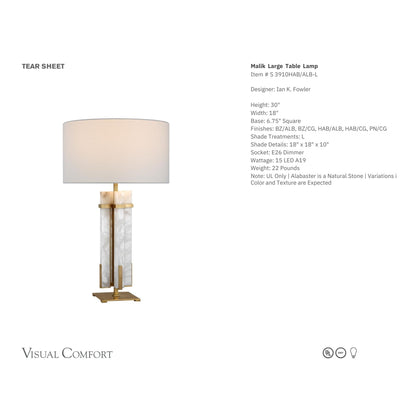 Ian K. Fowler Malik Large Alabaster Table Lamp - Brass Table Lamp Bloomingdales Lighting   