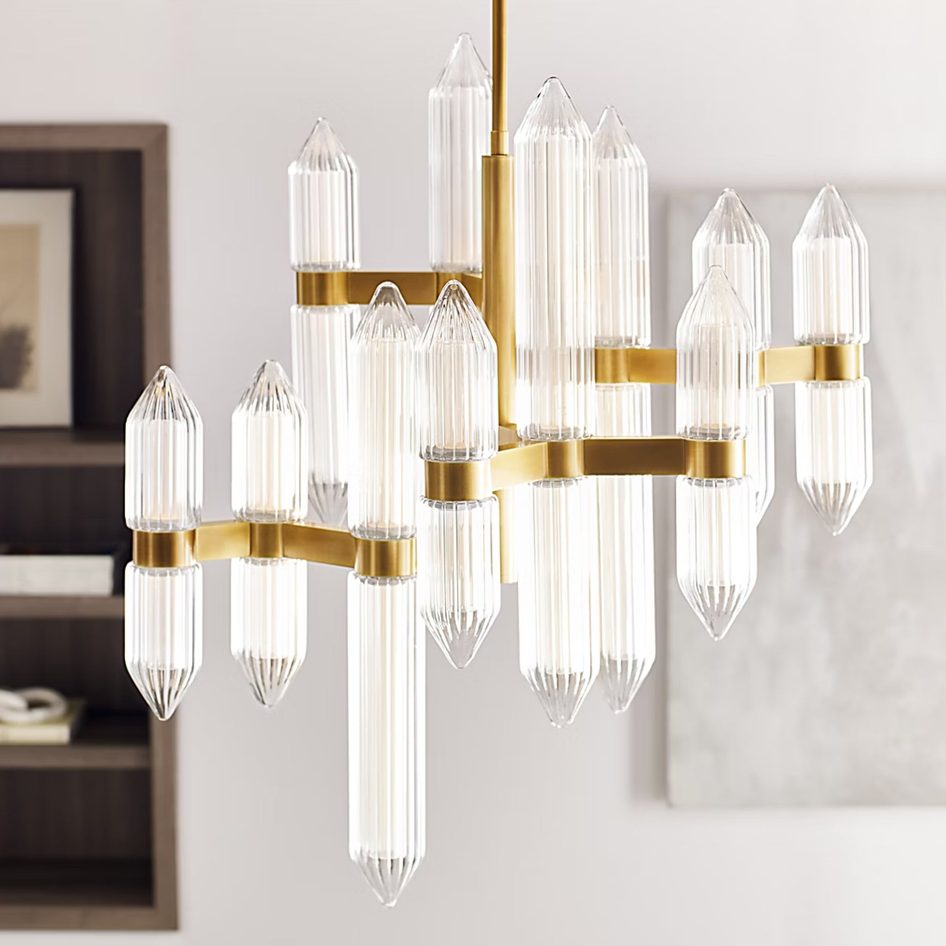AvroKO Langston Medium Crystal Chandelier - Brass Chandelier Bloomingdales Lighting
