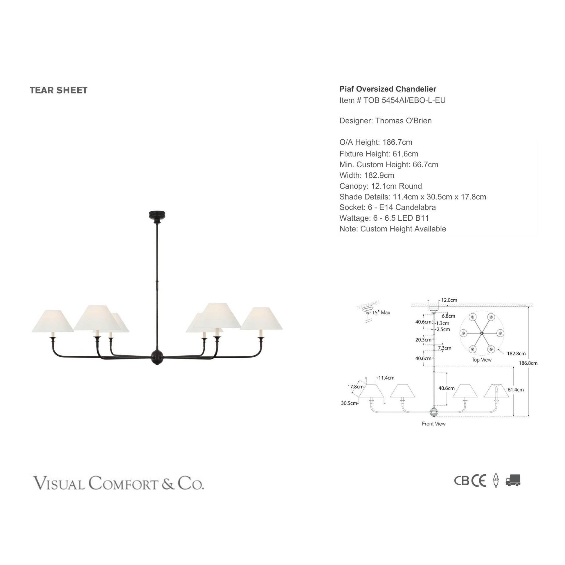 Thomas O'Brien Piaf Oversized Chandelier - Aged Iron & Ebonized Oak Chandelier Bloomingdales Lighting
