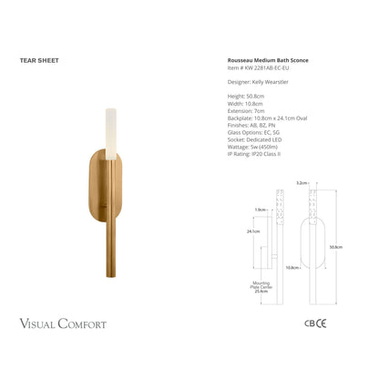 Kelly Wearstler Rousseau Medium Etched Crystal Bath Wall Sconce - Brass Wall Light Bloomingdales Lighting   
