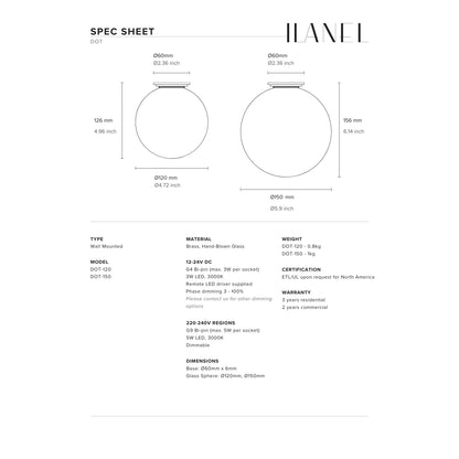 Dot Sphere Glass Wall Light Wall Light ILANEL
