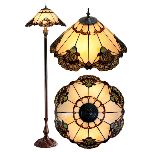 Benita Beige Stained Glass Floor Lamp Floor Lamp G&G Bros
