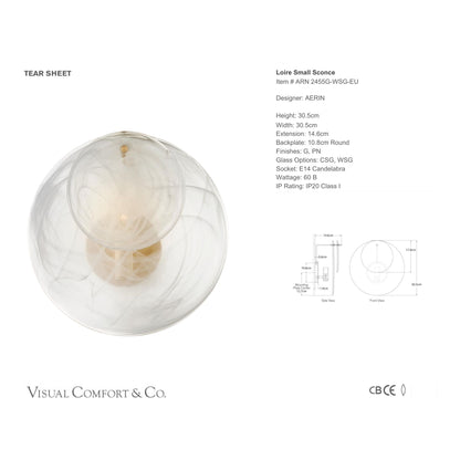 AERIN Loire Small White Strie Glass Wall Sconce - Gild Wall Light Bloomingdales Lighting