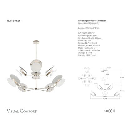 Thomas O'Brien Osiris Large Reflector Chandelier - Polished Nickel Pendant Light Bloomingdales Lighting   