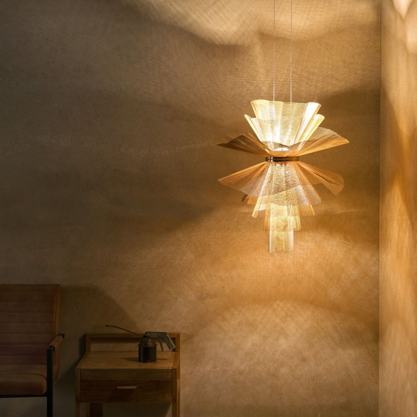 Juan Orts Messier Sculptural Pendant Light - Hand Painted Gold
