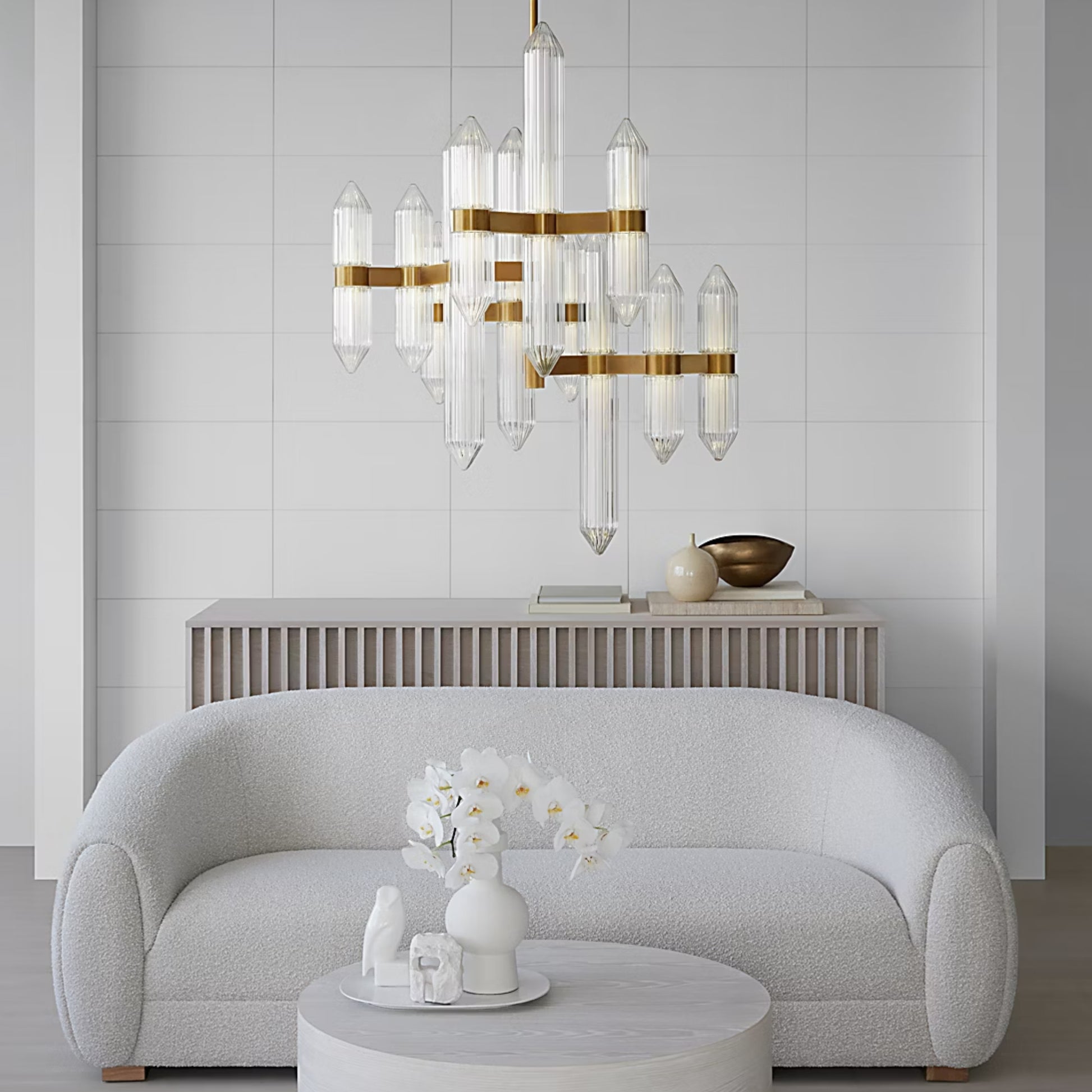 AvroKO Langston Medium Crystal Chandelier - Brass Chandelier Bloomingdales Lighting
