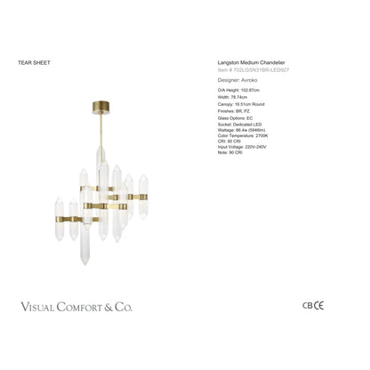 AvroKO Langston Medium Crystal Chandelier - Brass Chandelier Bloomingdales Lighting