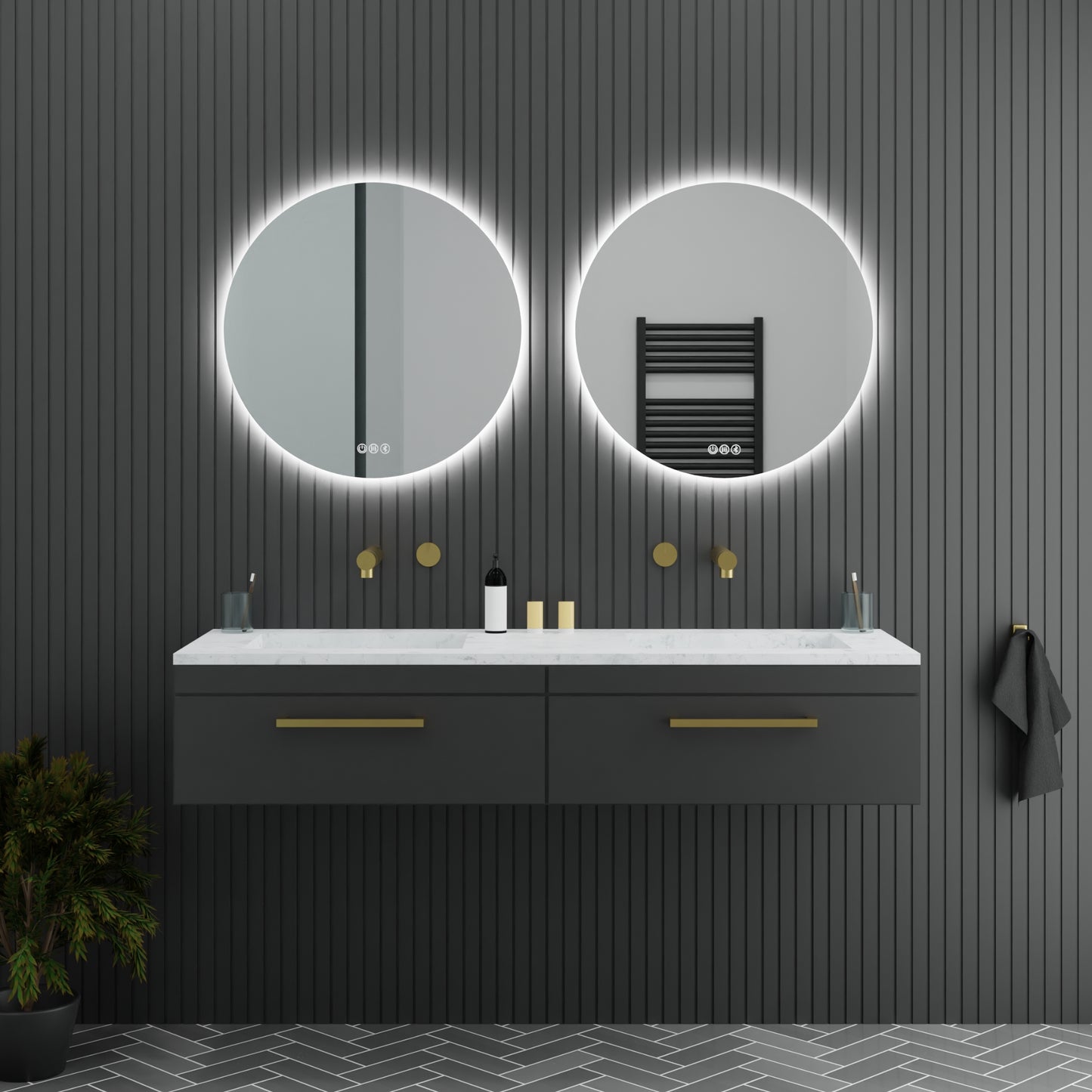 Circo Frameless Round LED Bathroom Mirror Mirror Lumixe 600mm Bluetooth