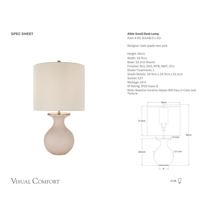 Kate Spade Albie Small Linen Table Lamp - Blush Table Lamp Bloomingdales Lighting   