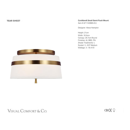 Alexa Hampton Cordtlandt Small Semi-Flush Mount Ceiling Light - Brass Ceiling Fluh Mount Bloomingdales Lighting