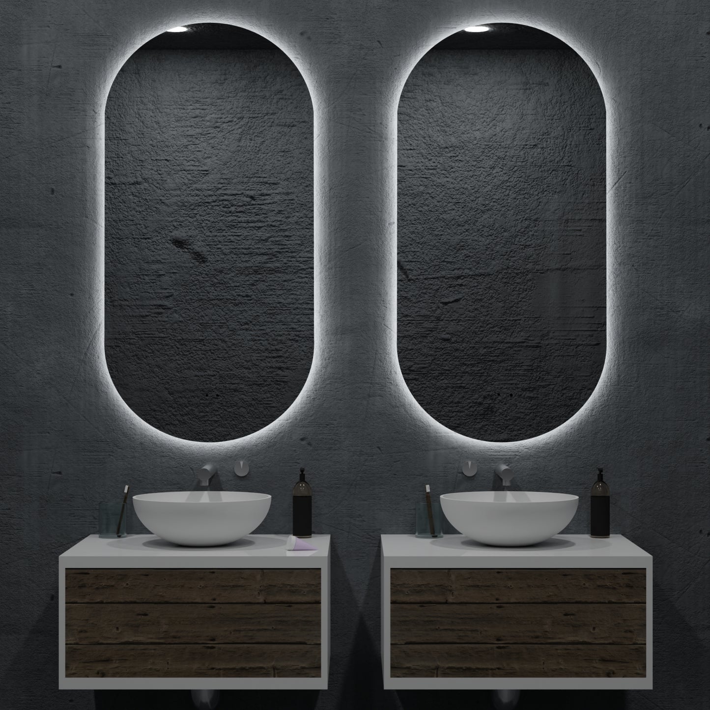 Orvis Frameless Oval LED Bathroom Mirror Mirror Lumixe 900 x 450mm Wave Sensored