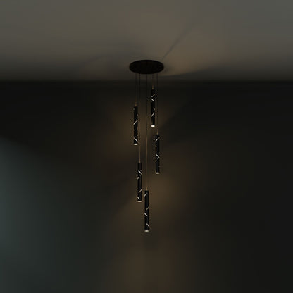 Black Rain 5-Drop Pendant Light Pendant Light ILANEL