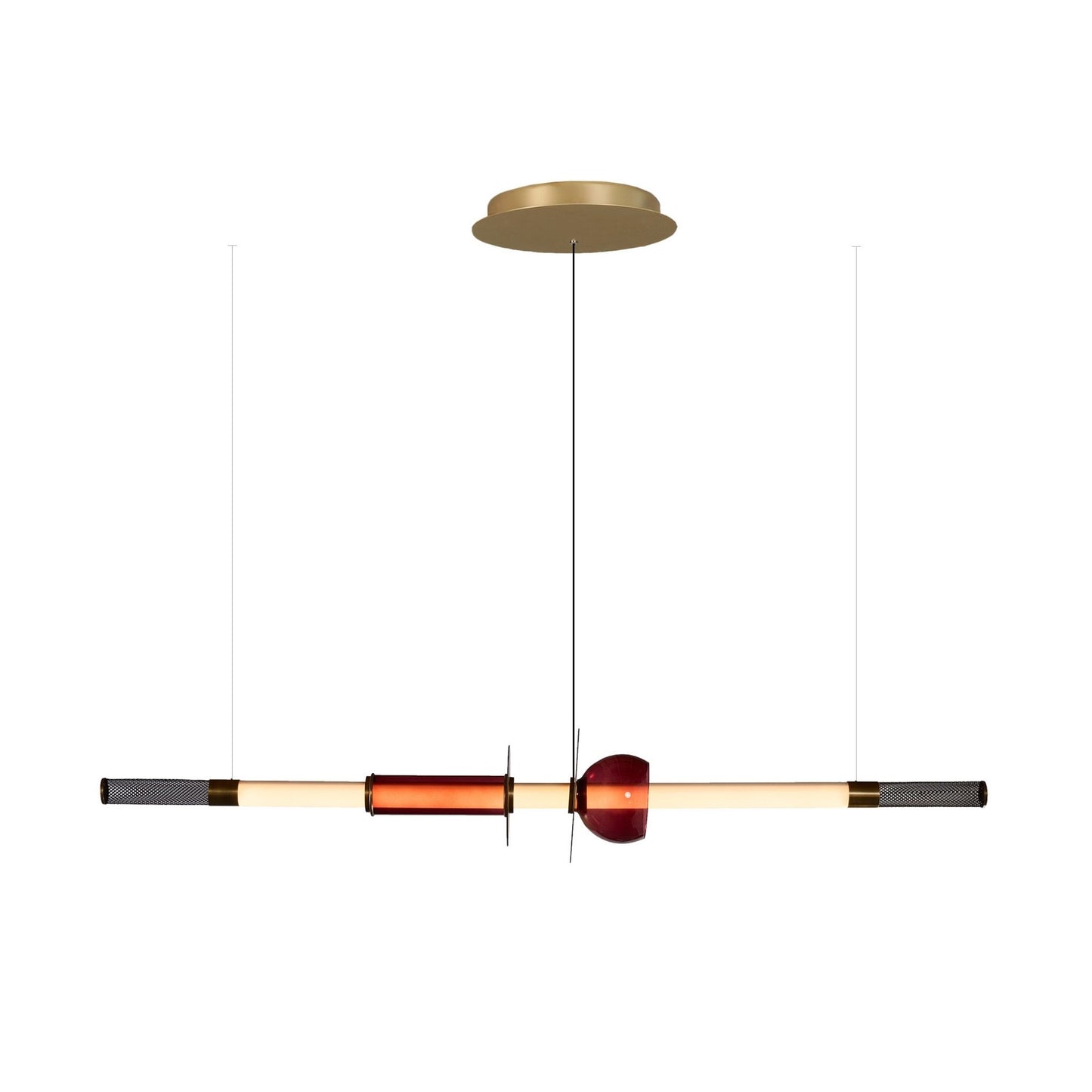 Juan Orts Venus Glass Linear Pendant Light - Ruby