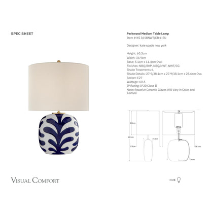 Kate Spade Parkwood Medium Natural Bisque Table Lamp - Cobalt Table Lamp Bloomingdales Lighting   