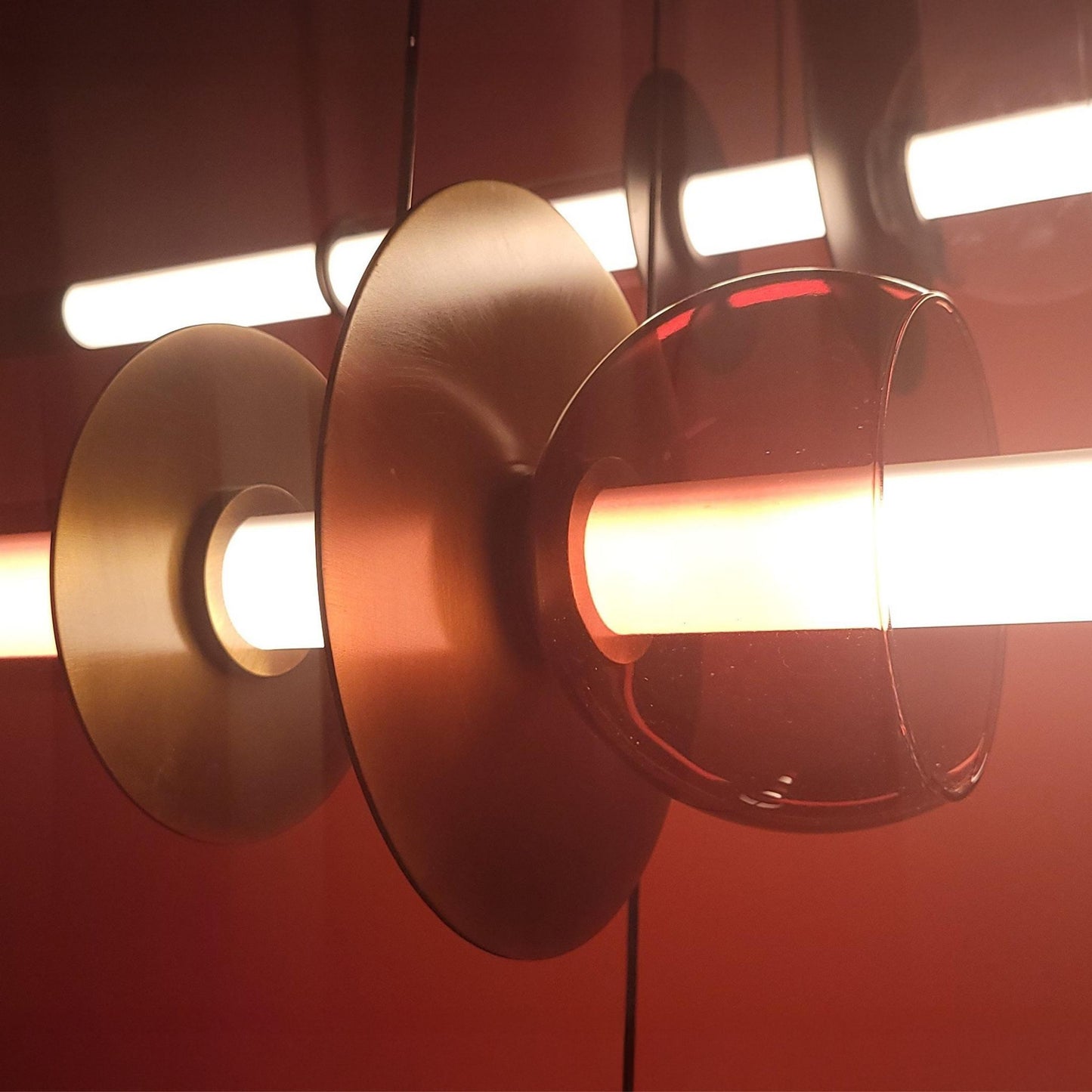 Juan Orts Venus Glass Linear Pendant Light - Ruby