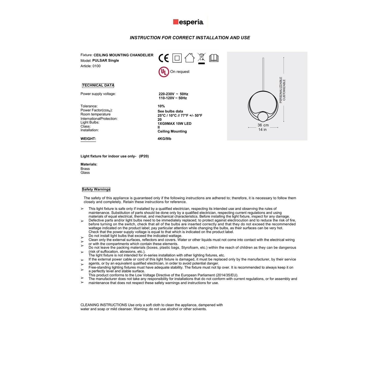 Esperia Pulsar Single Pendant Light - Burnished Brass Pendant Light Bloomingdales Lighting