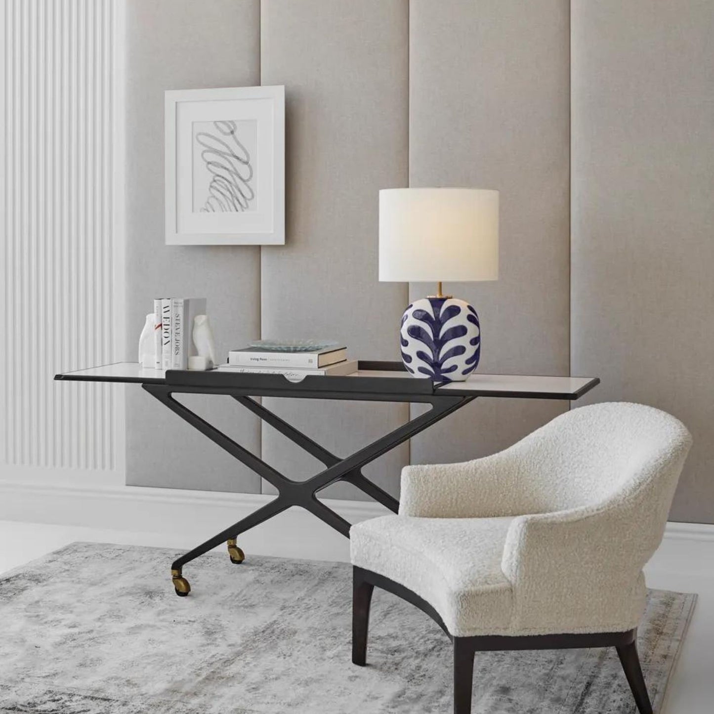 Kate Spade Parkwood Medium Natural Bisque Table Lamp - Cobalt Table Lamp Bloomingdales Lighting   