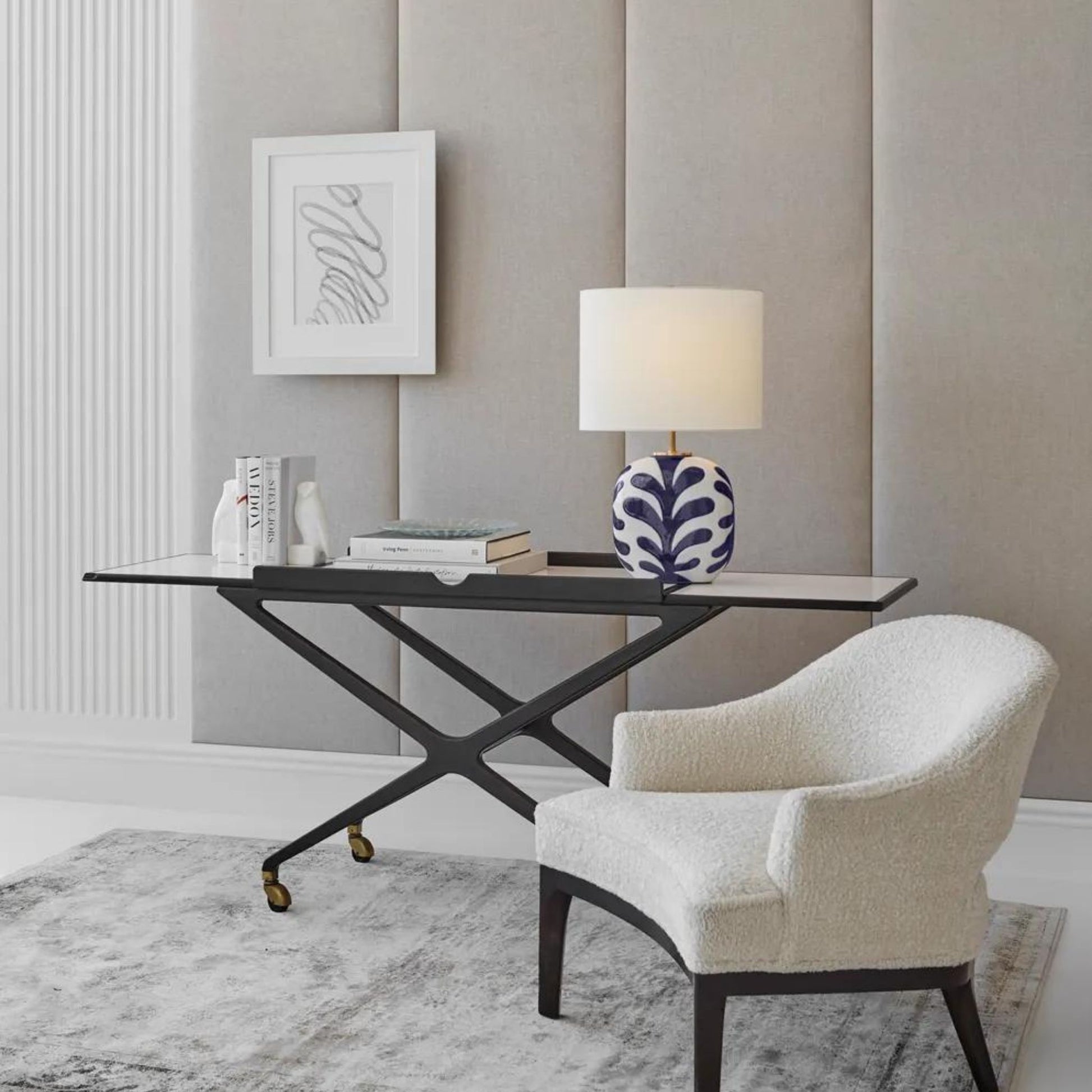 Kate Spade Parkwood Medium Natural Bisque Table Lamp - Cobalt Table Lamp Bloomingdales Lighting   
