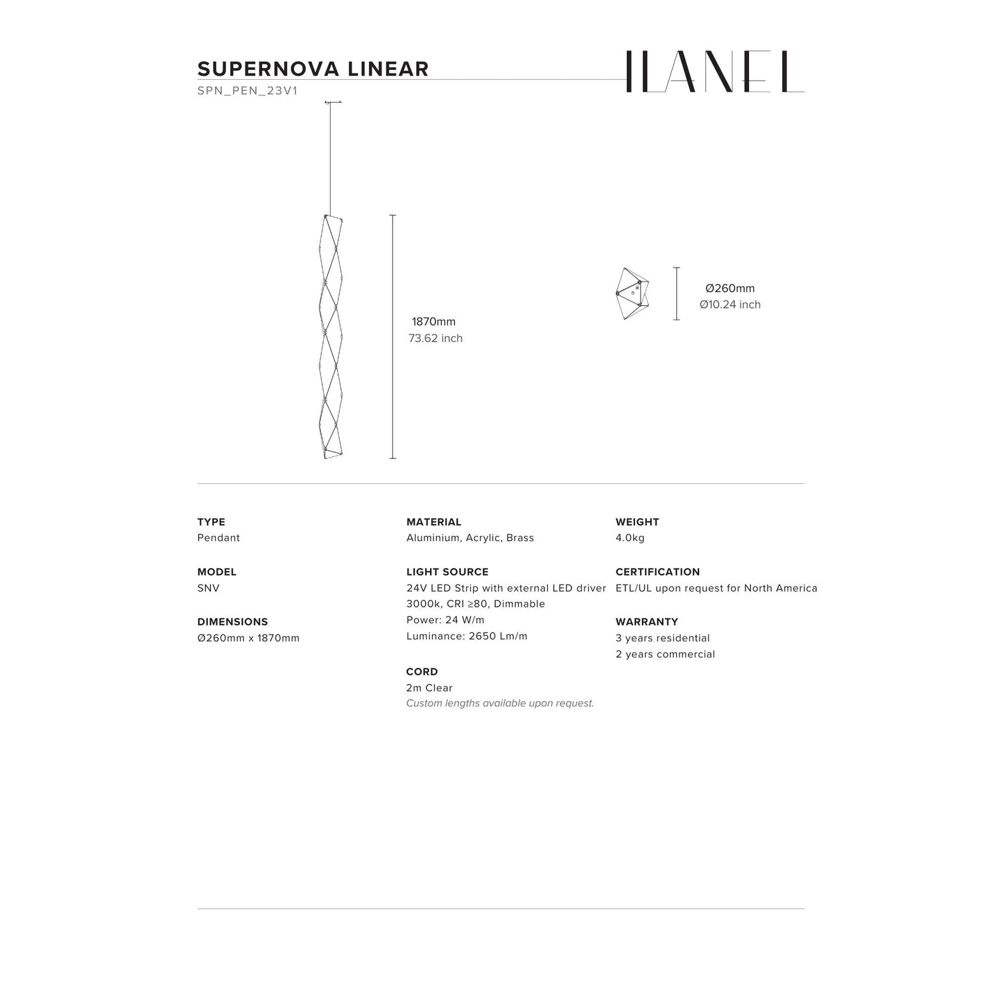 Supernova Shard Linear Pendant Light Pendant Light ILANEL